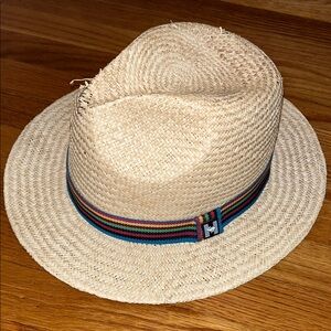 Peter Grimm Tan Fedora natural fiber with Colorful Band